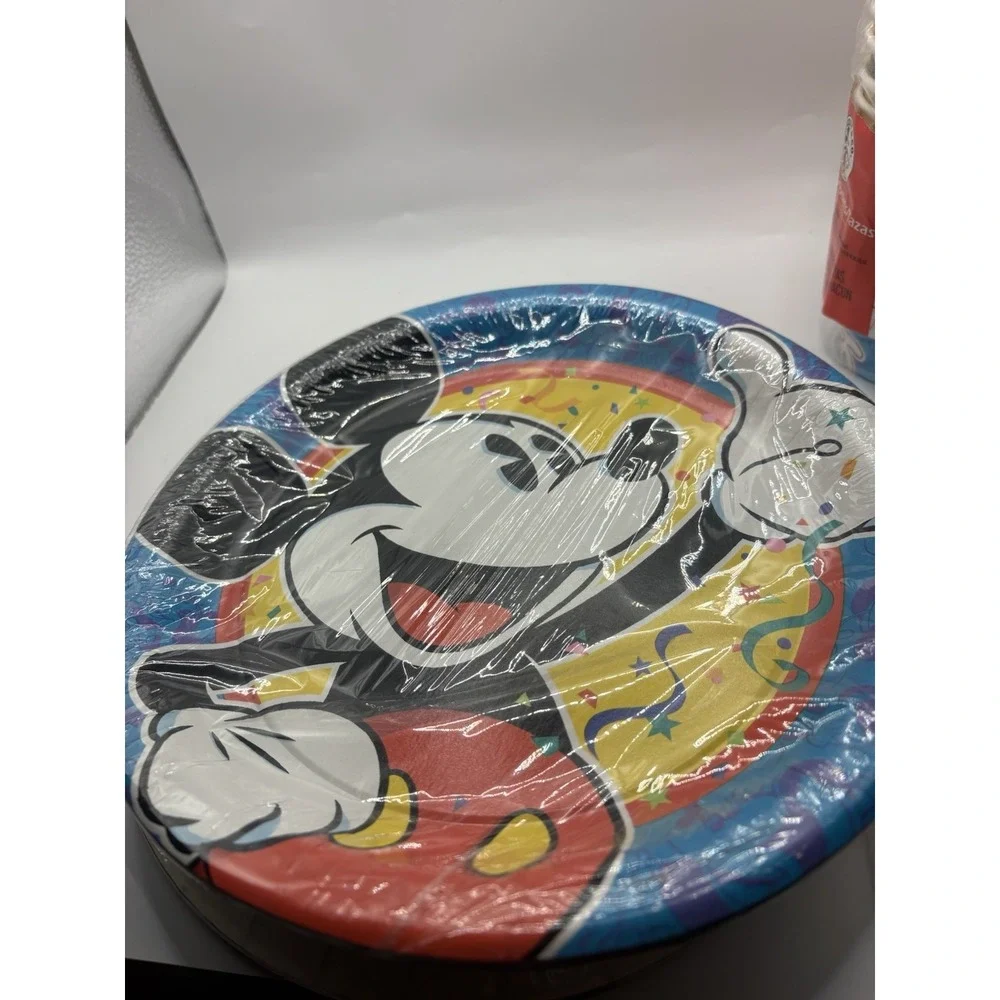 Vtg Party Express Hallmark Mickey Mouse Confetti Birthday Plates, Cups& Confetti